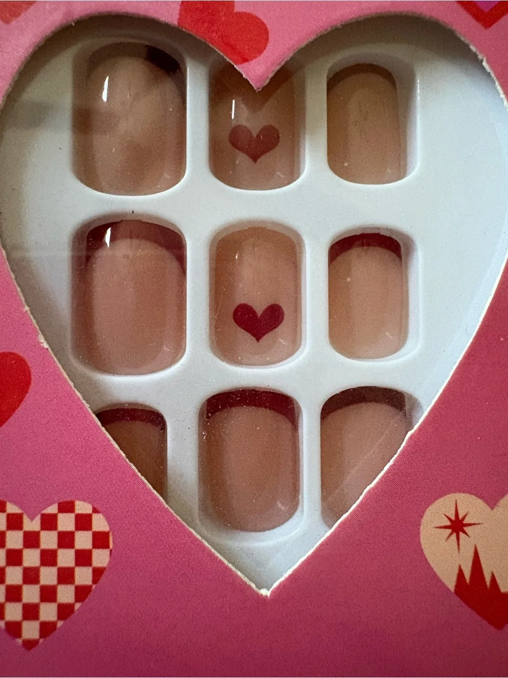 3 New Packs Valentine's Day Heart Accent Press-On Nails - Pink & Nude - Picture 3 of 4